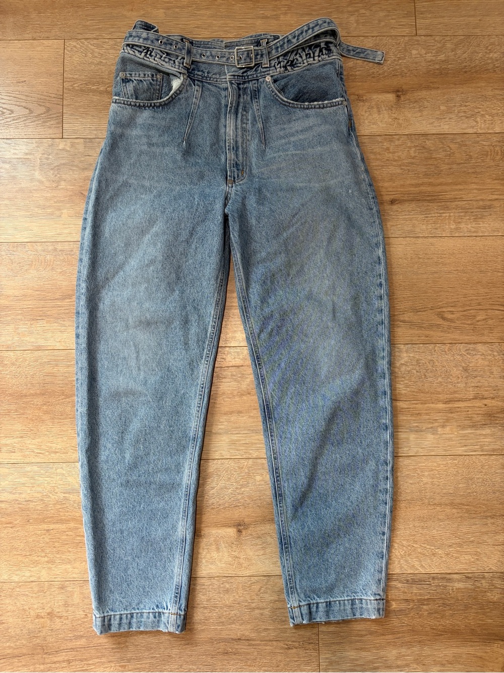AGOLDE Rya Elasticated Peg Jeans Size 27 Belted High Rise Organic Cotton